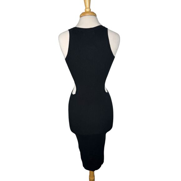ABERCROMBIE & FITCH Ribbed Knit Cutout Midi Dress in Black Size Medium Sweater - Picture 3 of 9